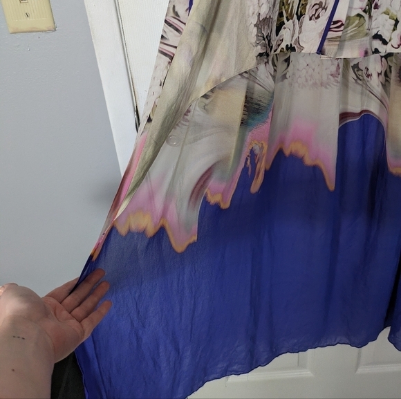 Vera Wang Rare 2012 Runway Silk Psychedelic Watercolor High-Low Skirt‎ Size 4 - Picture 8 of 11